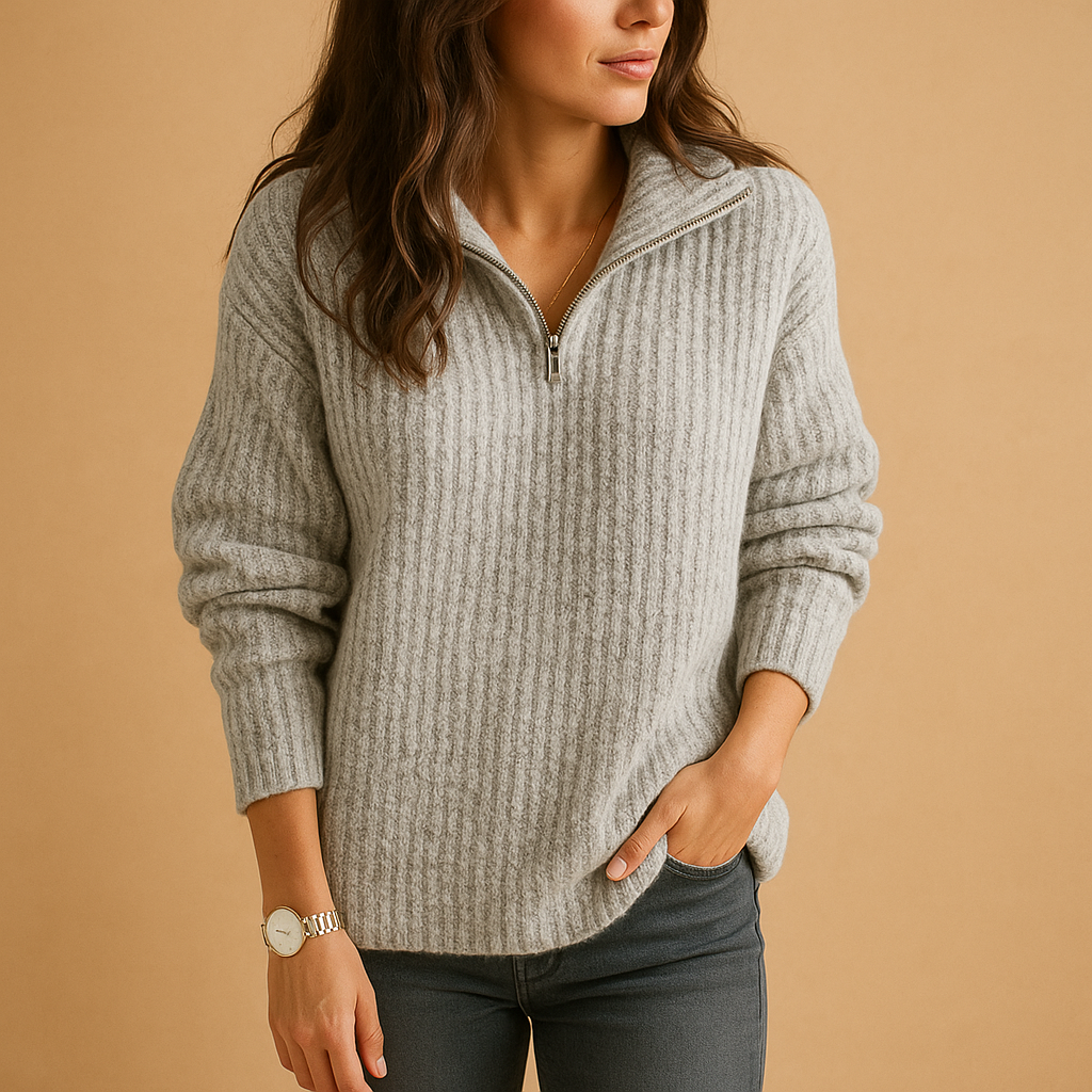 Claire - Chic women’s sweater with half-zip and comfortable fit