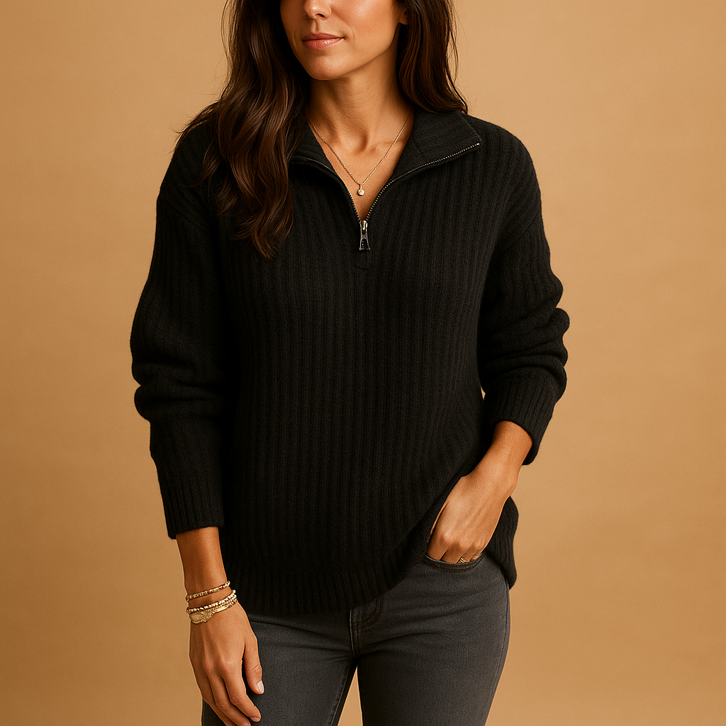 Claire - Chic women’s sweater with half-zip and comfortable fit