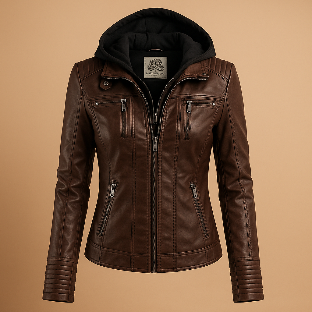 Yara - PU Leather Summer Jacket with Hood for Women
