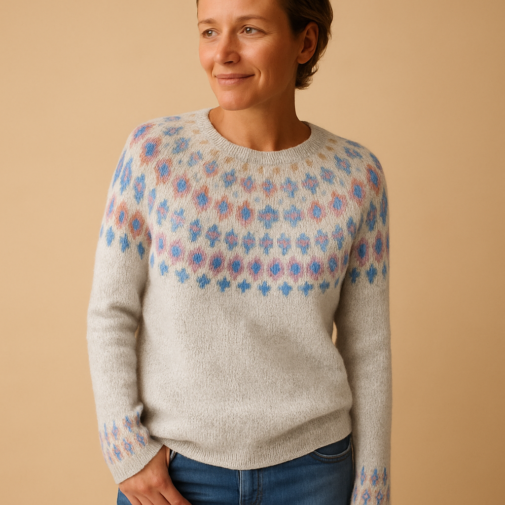 Lena - Wool Sweater with Unique Print for Women