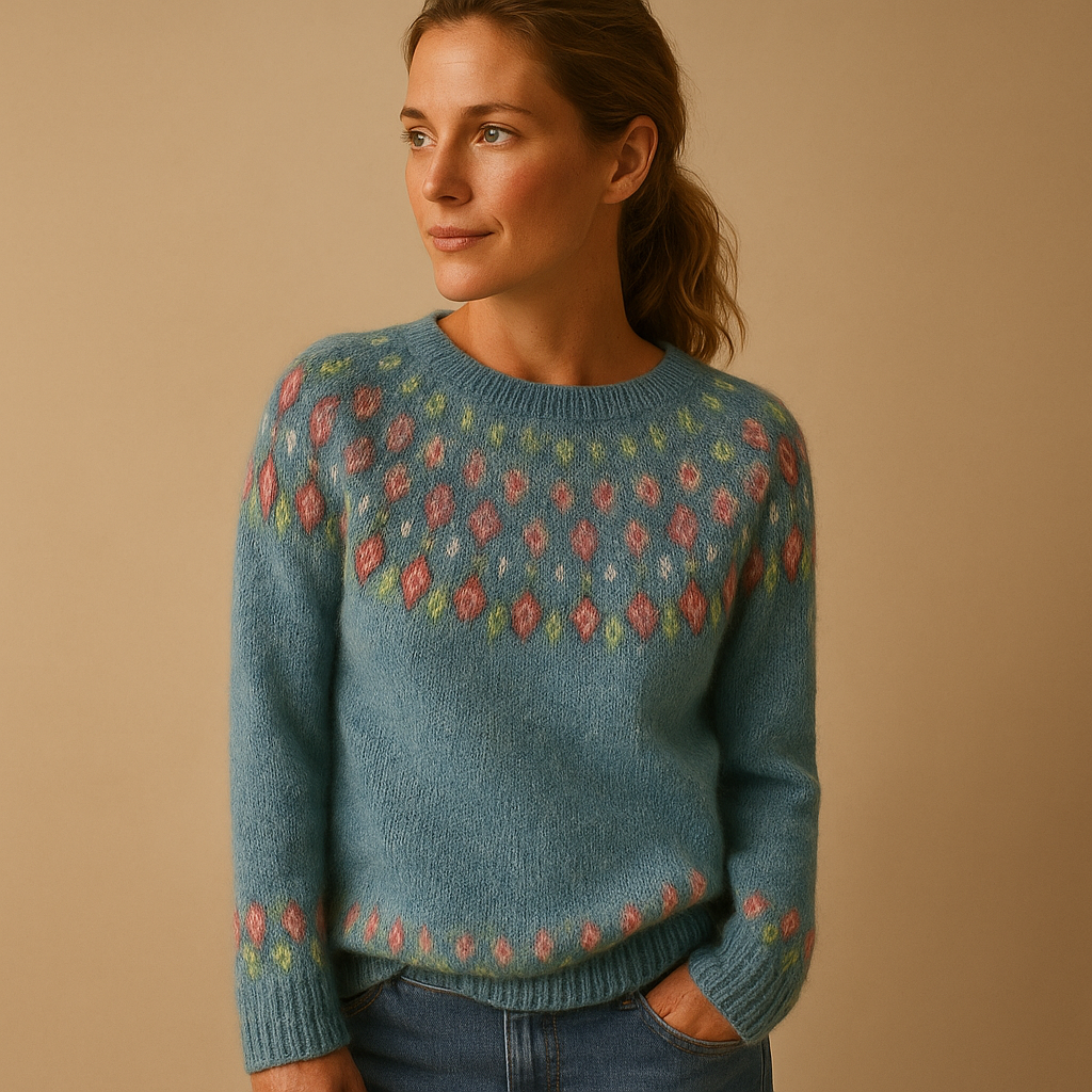 Lena - Wool Sweater with Unique Print for Women