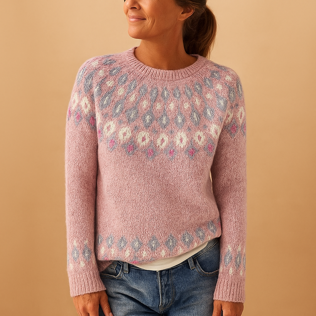 Lena - Wool Sweater with Unique Print for Women