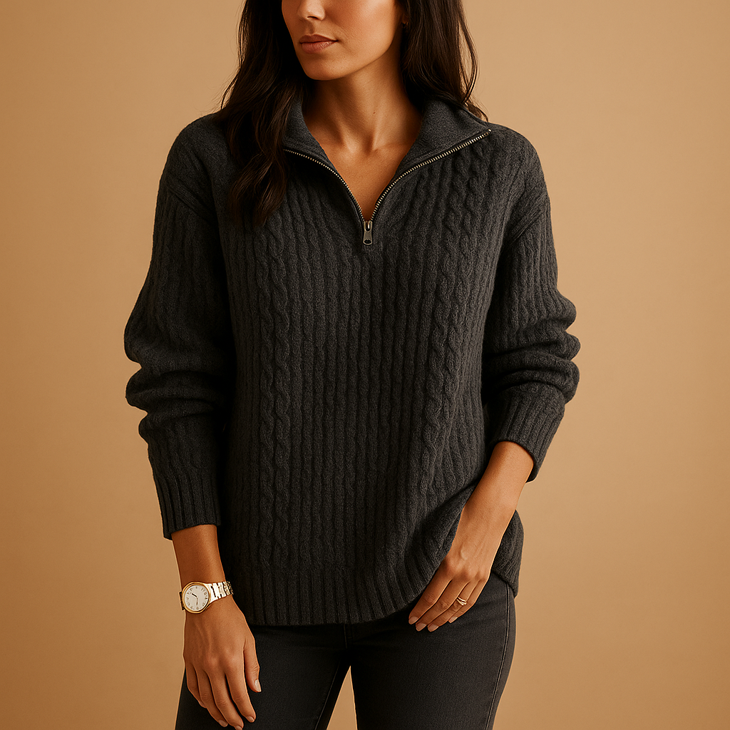 Claire - Chic women’s sweater with half-zip and comfortable fit
