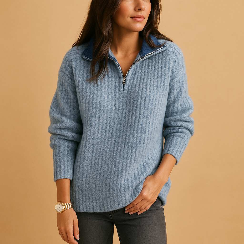 Claire - Chic women’s sweater with half-zip and comfortable fit
