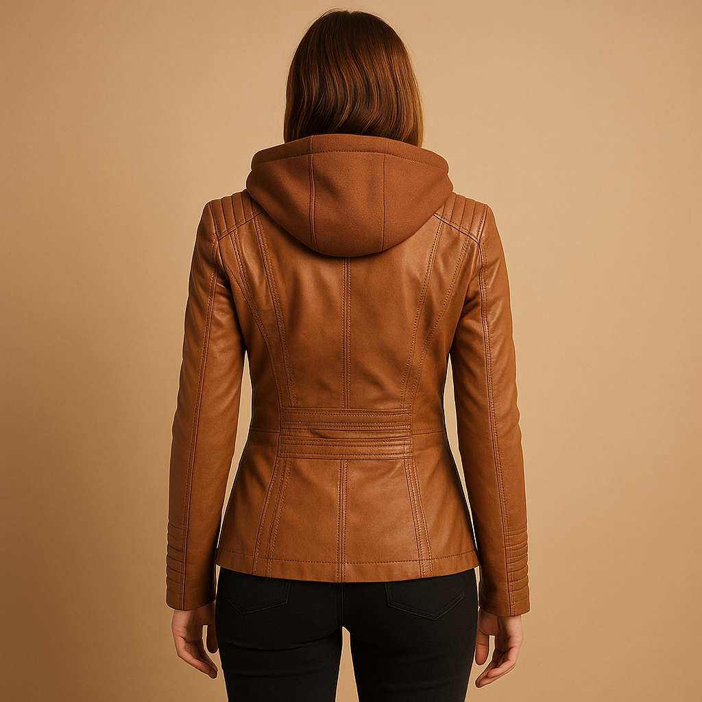 Yara - PU Leather Summer Jacket with Hood for Women