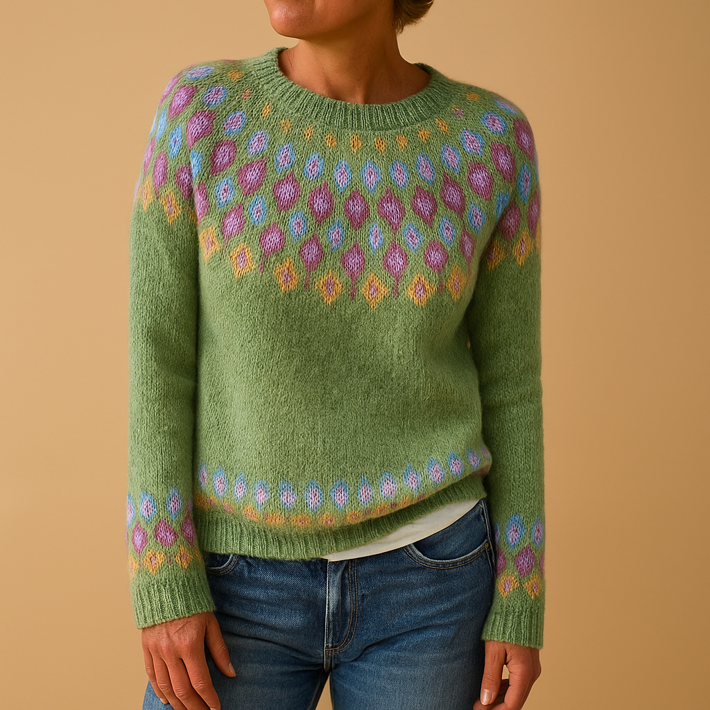 Lena - Wool Sweater with Unique Print for Women
