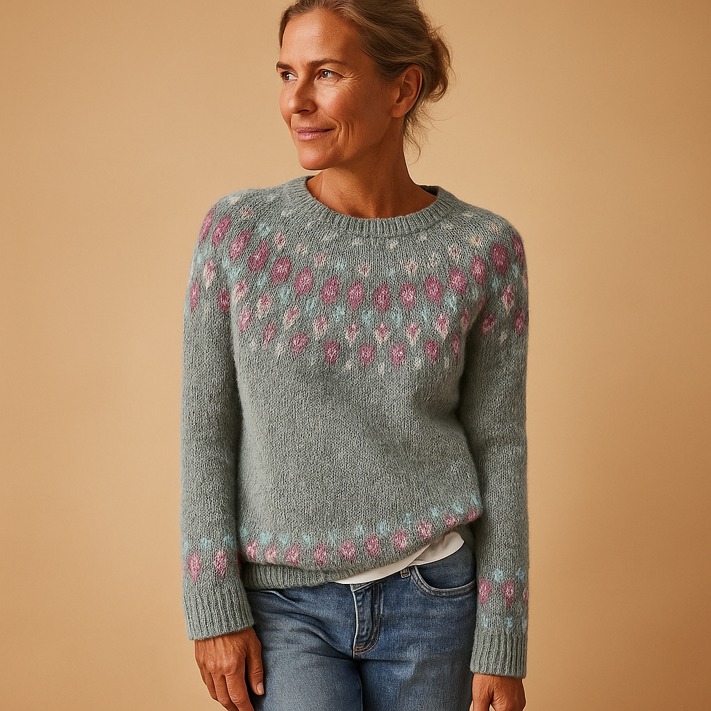 Lena - Wool Sweater with Unique Print for Women